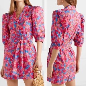 NWT LHD Casitas Printed Cotton Blend Poplin Mini Dress